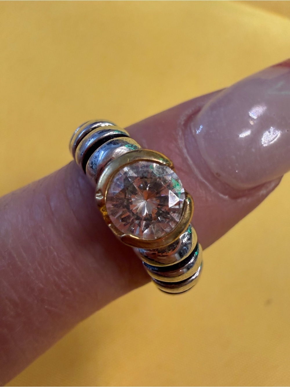 Park Lane Mixed Metal Clear Crystal Ring Size 7